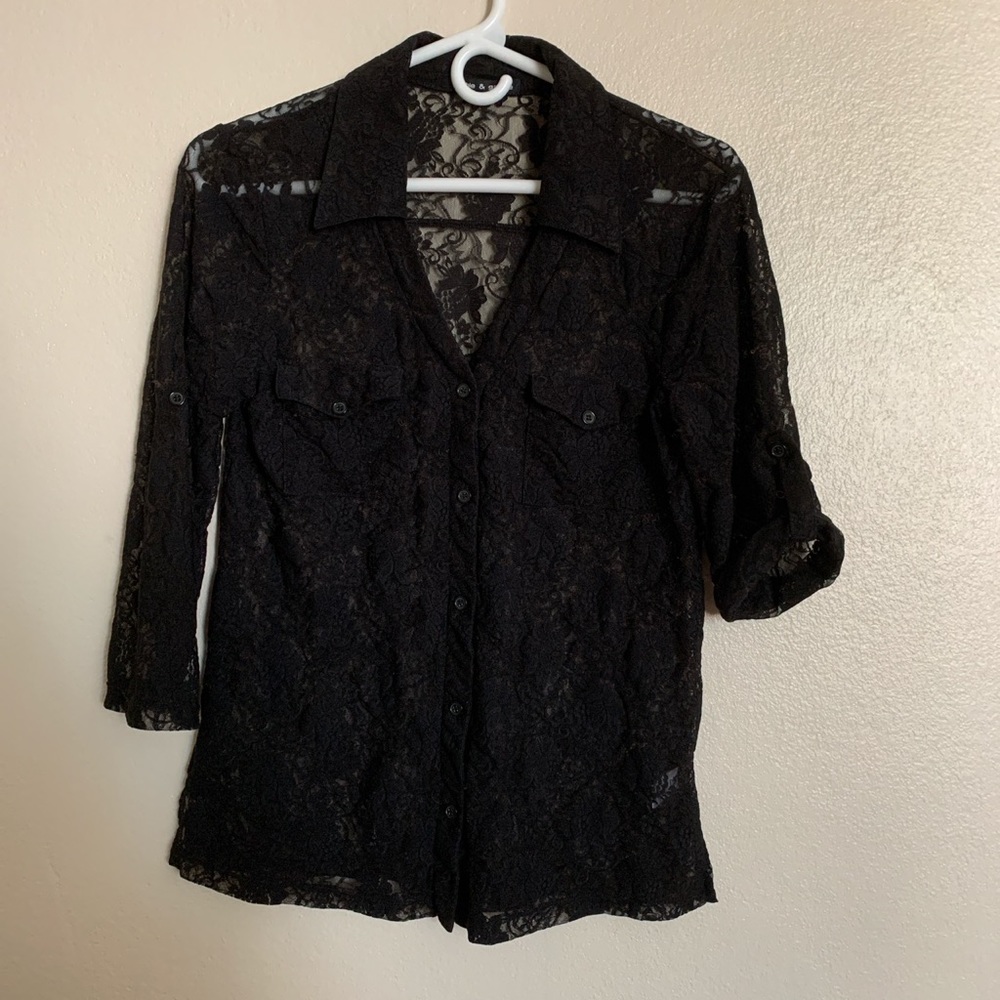 Black Lace Blouse, Brand:Cable & Gauge
